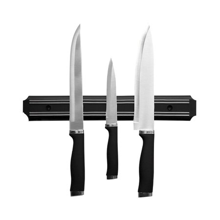 HOME BASICS Home Basics Stainless Steel Magnetic Knife Holder, Black ZOR96181